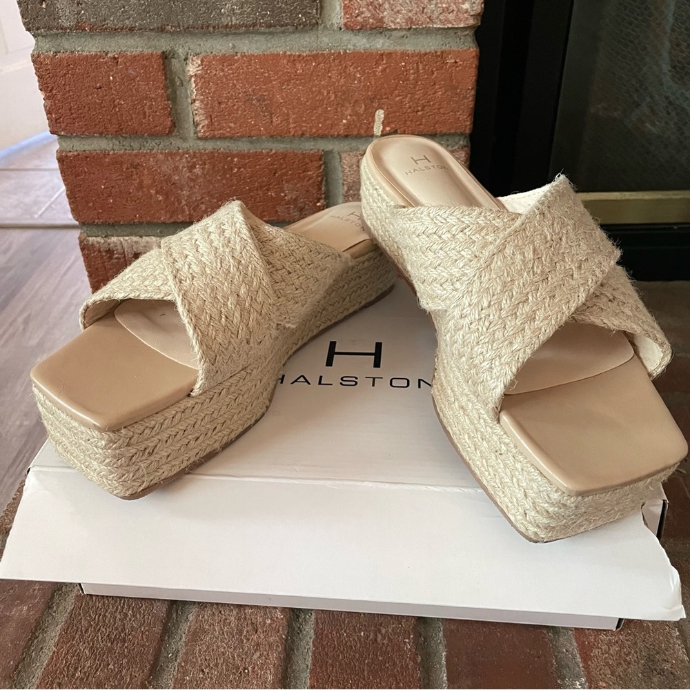 Halston Network Wedge Espadrille Sandal